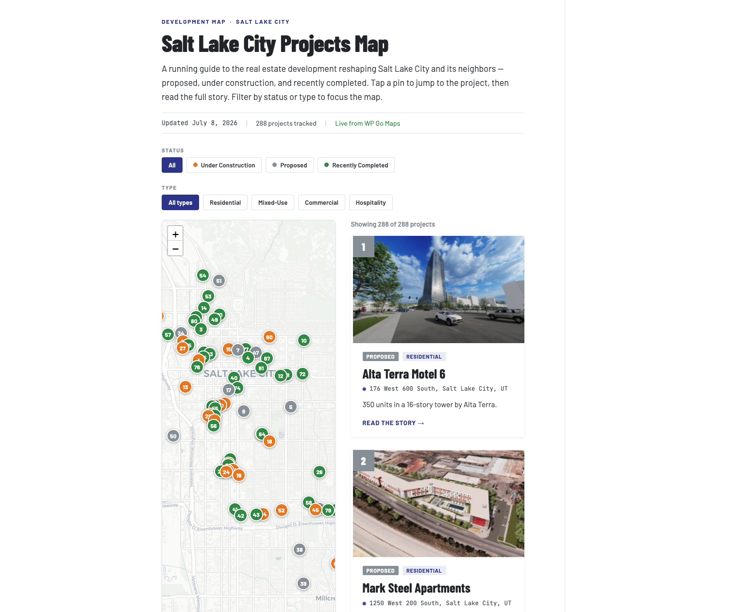 SLC Projects Map screenshot